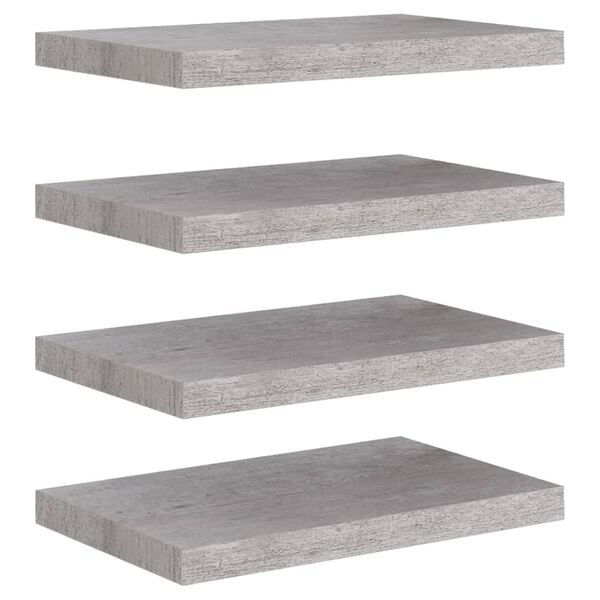 vidaXL Wall Shelf Set of 4 Concrete Gray Honeycomb MDF, Metal