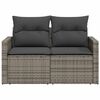 vidaXL Garden Sofa Grey PE rattan, powder-coated steel, polyester 2-seater