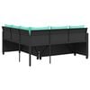 vidaXL Patio Sofa Black, Blue PE Rattan, Powder-Coated Steel, Tempered Glass