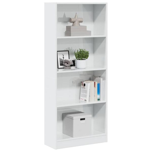 vidaXL Bookcase High gloss white Engineered wood Tall Bookcase