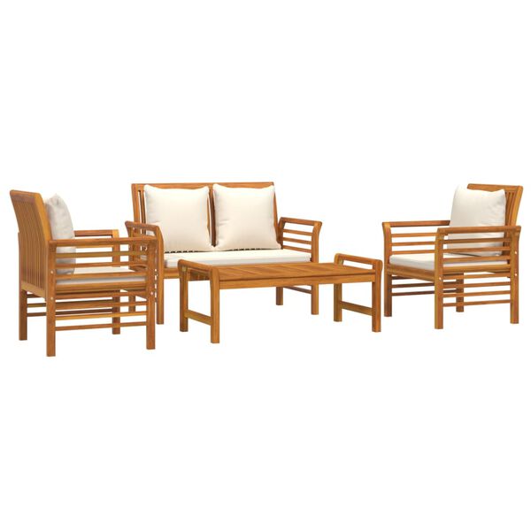 vidaXL Garden Lounge Set Cream white, Natural wood