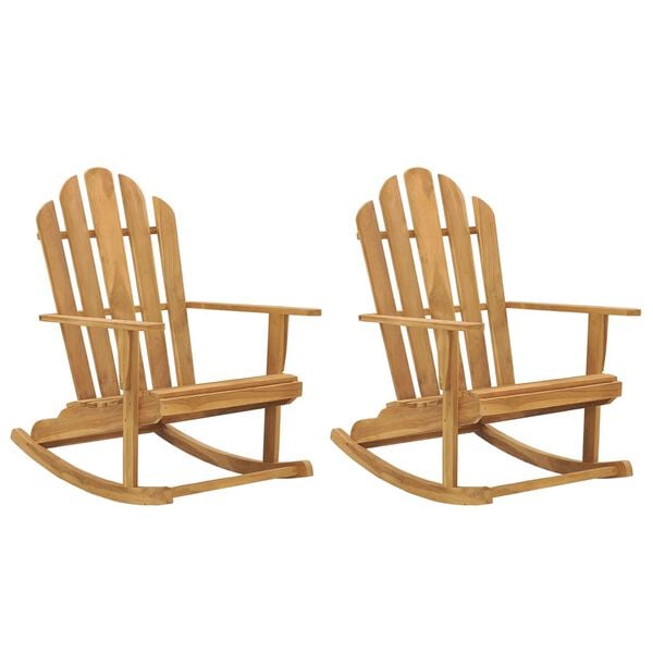 vidaXL Adirondack Rocking Chair Set of 2 Teak Wood Solid Teak Wood