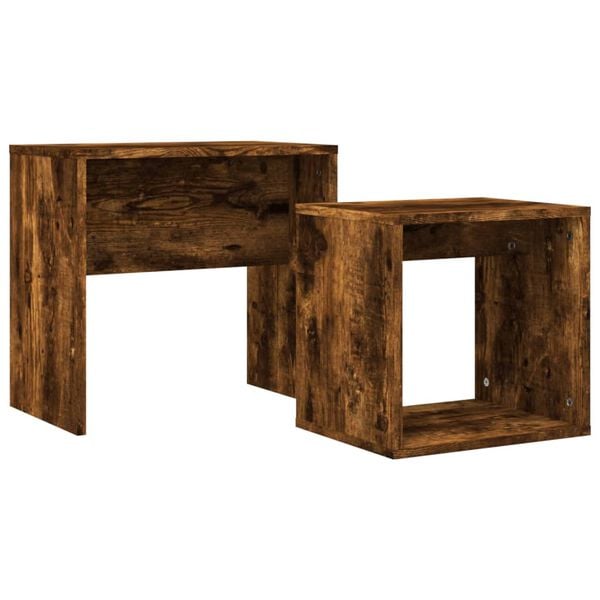 vidaXL Nesting Coffee Table Smoked Oak Engineered Wood Compact Stackable