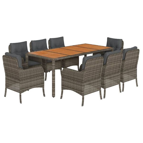 vidaXL Garden Dining Set Grey