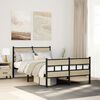 vidaXL Bed Frame Black, Sonoma Oak Iron, Engineered Wood Full Bed Frame