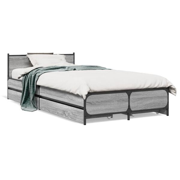 vidaXL Bed Frame Gray Sonoma Engineered wood, steel Small Single
