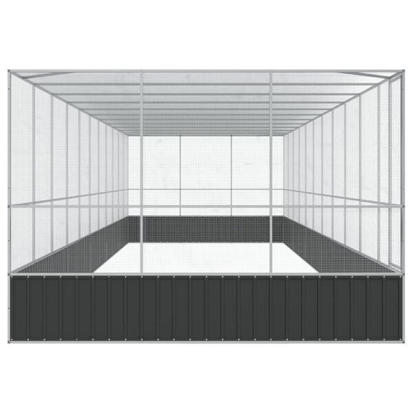 vidaXL Aviary Silver and Anthracite Galvanized Steel Large Aviary