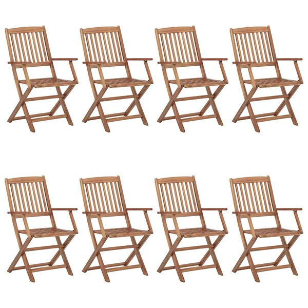 vidaXL Garden Chair Set of 8 Anthracite Solid Acacia Wood Standard