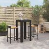 vidaXL Garden Bar Set Black Poly Rattan Medium Durable Bar Table Set