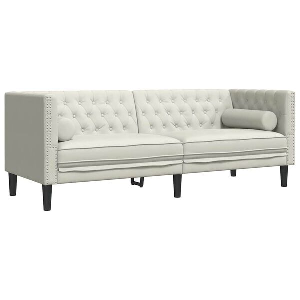 vidaXL Chesterfield Sofa Cream 100% Polyester Velvet, Plywood, Solid Wood