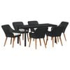 vidaXL Garden Dining Set with Cushion 7 pcs Black poly rattan