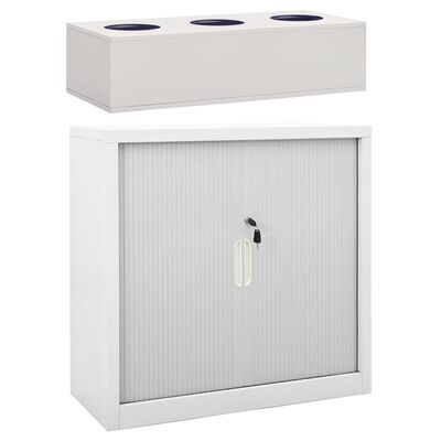 vidaXL Sliding Door Cabinet with Planter Box Gray 35.4"x15.7"x44.5" Steel