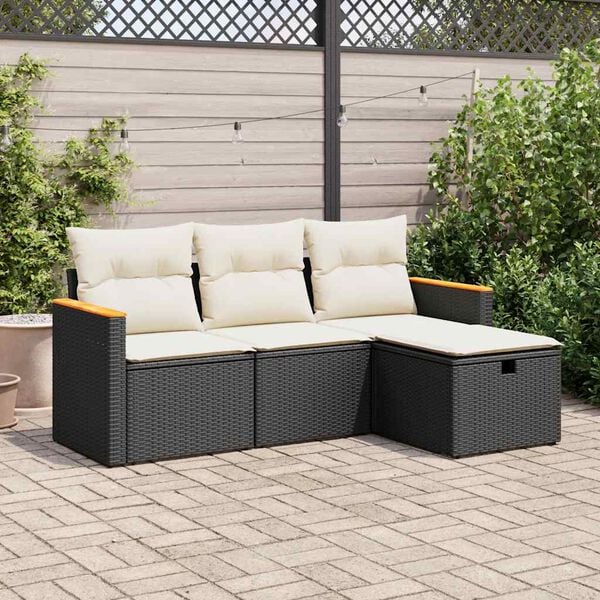 vidaXL Garden Sofa Set Black