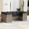 vidaXL Garden Sofa Set Grey PE Rattan Large Removable Covers