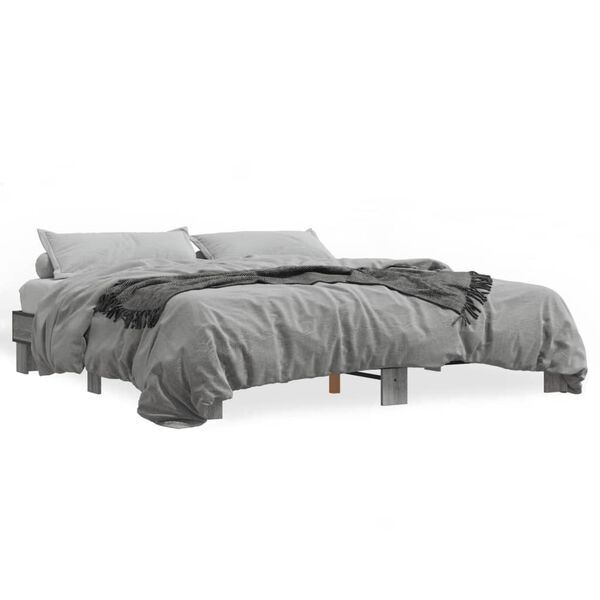 vidaXL Bed Frame Gray Sonoma Engineered wood, metal Double Durable