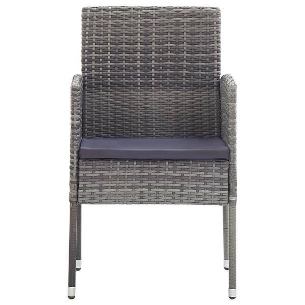 vidaXL Garden Chair Set of 2 Gray PE rattan, steel, 100% polyester