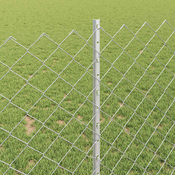 vidaXL Fence with Post Silver 3.28 x 32.81 ft Steel