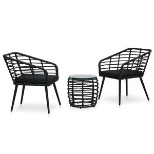vidaXL Bistro Set Black, Transparent