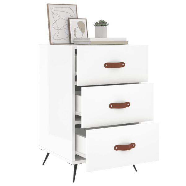 vidaXL Bedside Cabinet High gloss white