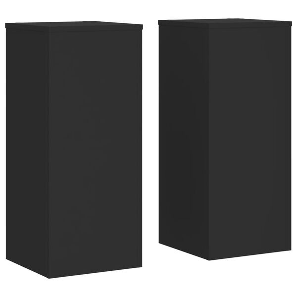 vidaXL Plant Stand Set of 2 Black Engineered Wood Plant Stand Cubic