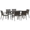 vidaXL Garden Dining Set Brown Poly Rattan 7 Piece Seats Many