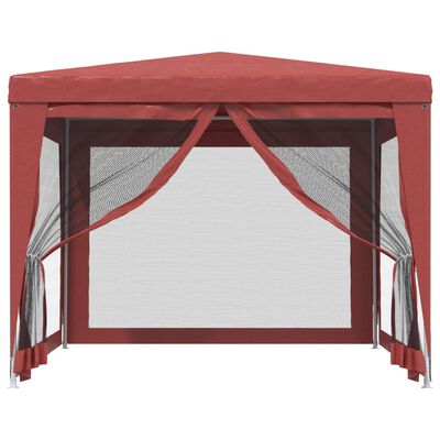 vidaXL Party Tent with 4 Mesh Sidewalls Red 9.8'x9.8' HDPE