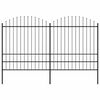 vidaXL Garden Fence with Spear Top Steel 141.3"x78.7" Black