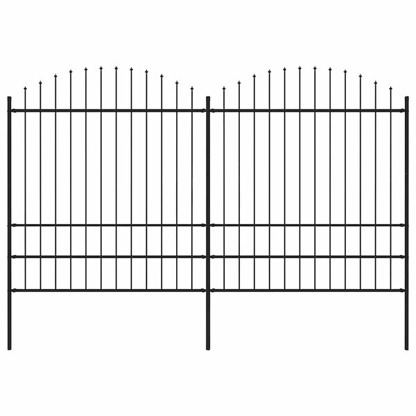 vidaXL Garden Fence with Spear Top Steel 141.3"x78.7" Black