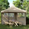 vidaXL Foldable Party Tent Pop-Up with 2 Sidewalls Taupe