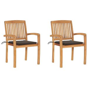 vidaXL Garden Chair Set of 2 Natural Teak, Taupe Cushions