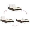 vidaXL Patio Sun Lounger Brown with cream cushions