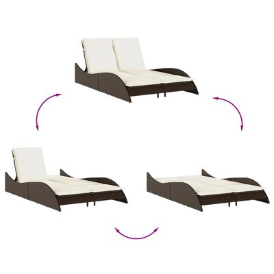Assembly/rotation diagram showing three positions of the chaise: upright chair and two reclined positions