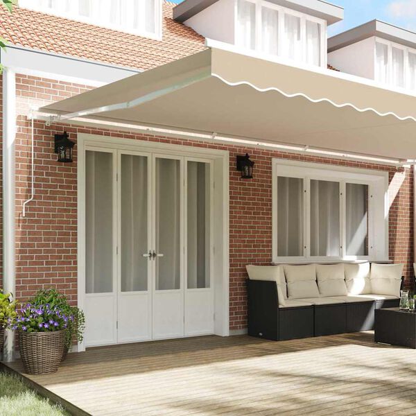 vidaXL Retractable Awning Beige 236.22" x 137.80" Polyester and Metal