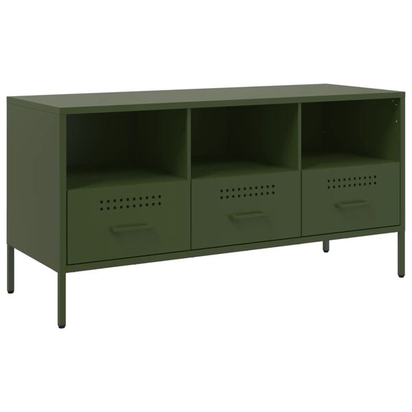 vidaXL TV Cabinet Olive Green Cold-rolled Steel Medium Adjustable Feet