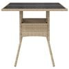 vidaXL Garden Table Beige Poly Rattan, Powder-Coated Steel, Tempered Glass