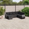 vidaXL Garden Sofa Set Black Poly Rattan, Powder-Coated Steel, Polyester