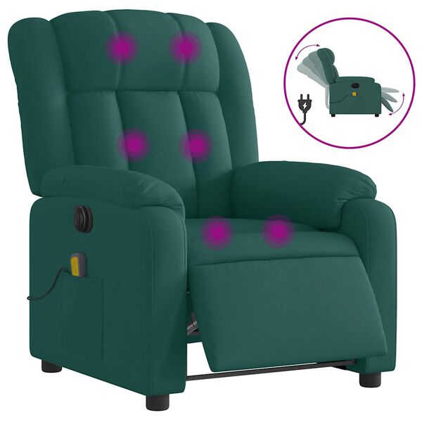 vidaXL Electric Massage Recliner Chair Dark Green