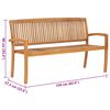 vidaXL Stacking Patio Bench with Cushion 62.6 " Solid Teak Wood