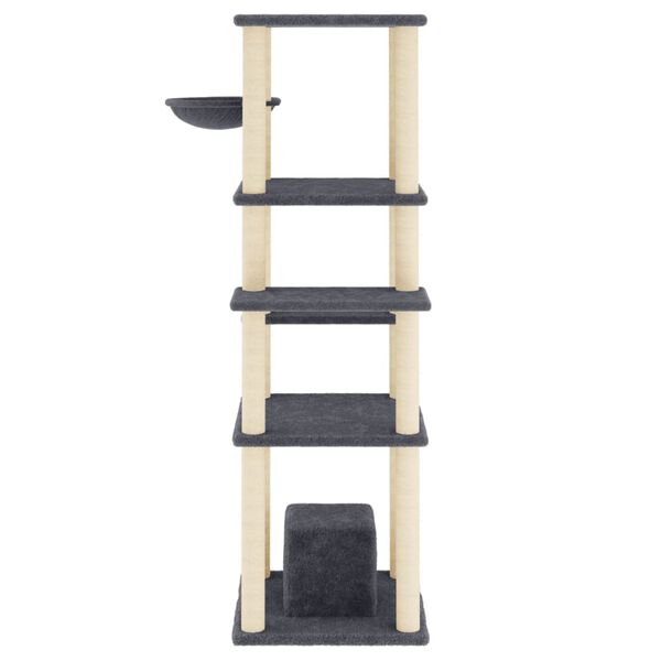 vidaXL Cat Tree Dark Grey Engineered wood, Plush, Sisal 60.6 in Cat Tree