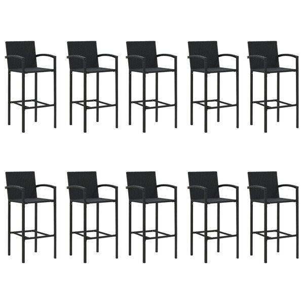 vidaXL Garden Bar Set Black PE rattan Large Garden Bar Set Rectangular