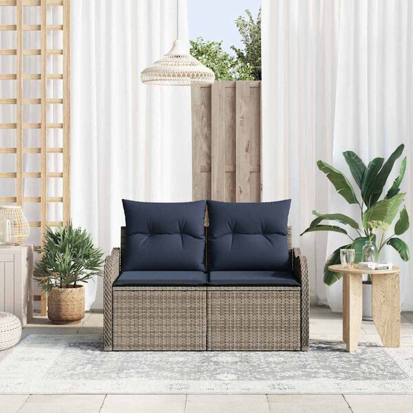 vidaXL Garden Sofa with Cushion 47.64 x 24.41 x 27.17 in Poly Rattan