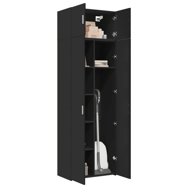 vidaXL Storage Cabinet Black Engineered Wood Tall Storage Cabinet
