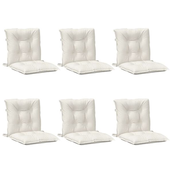 vidaXL Lowback Chair Cushion Set of 6 Melange cream 100% polyester