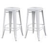 vidaXL Bar Stool Set of 2 White Steel 16.9 x 16.9 x 29.9 in Footrest