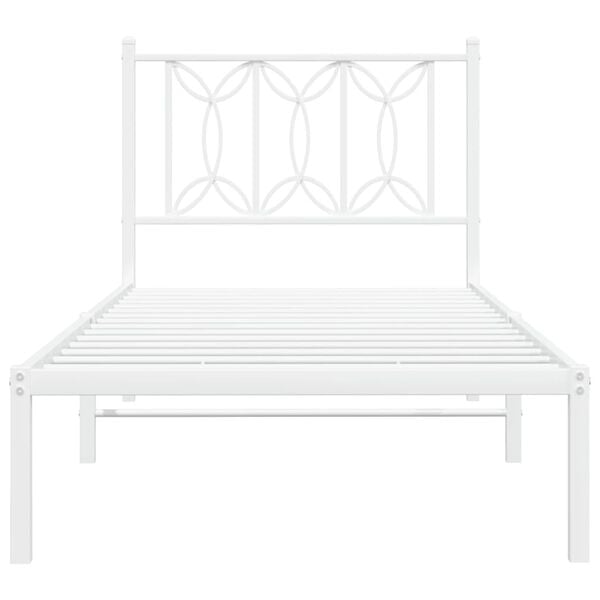 vidaXL Bed Frame White Steel Small Single Bed Frame Rectangular