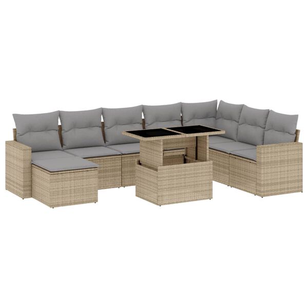 vidaXL Garden Sofa Set Beige PE rattan Large Modular Garden Sofa Set