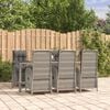 vidaXL Garden Dining Set Grey PE Rattan Large Multi-Position Backrest