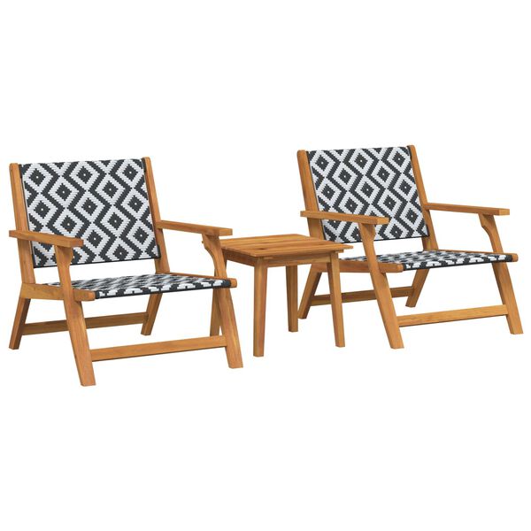 vidaXL Garden Chairs with Table 3 pcs Black 17.7" x 17.7" x 15.7