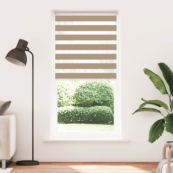 vidaXL Zebra Blind Sand Brown 100% Polyester, Aluminum 39.4 x 78.7 in