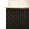 vidaXL Double Sun Lounger with Roof and Curtains Black Poly Rattan